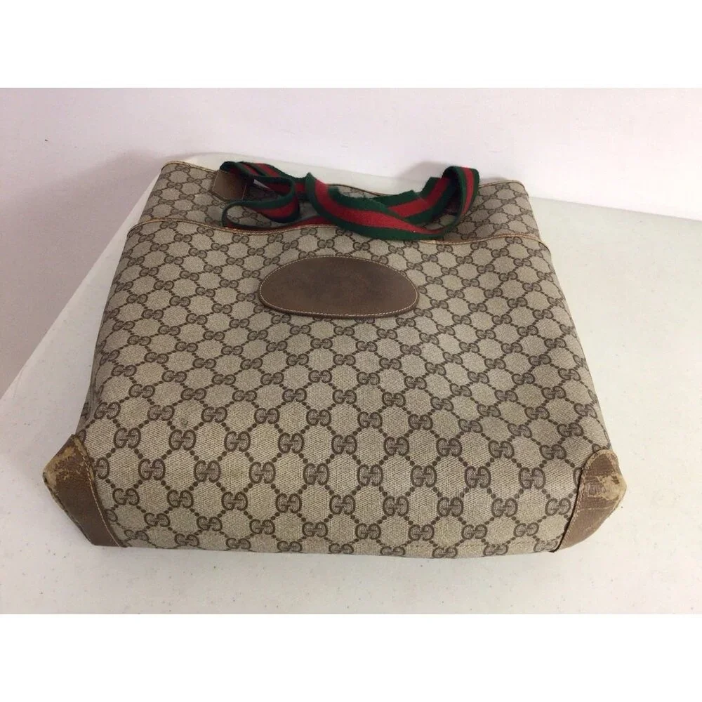 Gucci Vintage Tote Bag Shoulder Bag Handbag GG Authentic